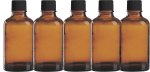 (Bild für) 5 Fläschchen à 50 ml aus Braunglas zur Aufbewahrung von ätherischen Ölen, mit Schraubverschluss