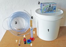 Accessory set with pump for stailess-steel stills up to 20 litres
