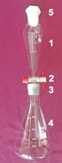 (Bild für) Ölabscheidevorrichtung 100 ml/500 ml - BOROSILIKATGLAS 3.3 -graduiert - mit PTFE-Küken - zum Schließen ins Bild klicken
