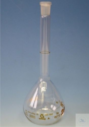 Messkolben, 2000 ml, aus Labor-Glas, mit Kunststoff-Stopfen - zum Schließen ins Bild klicken